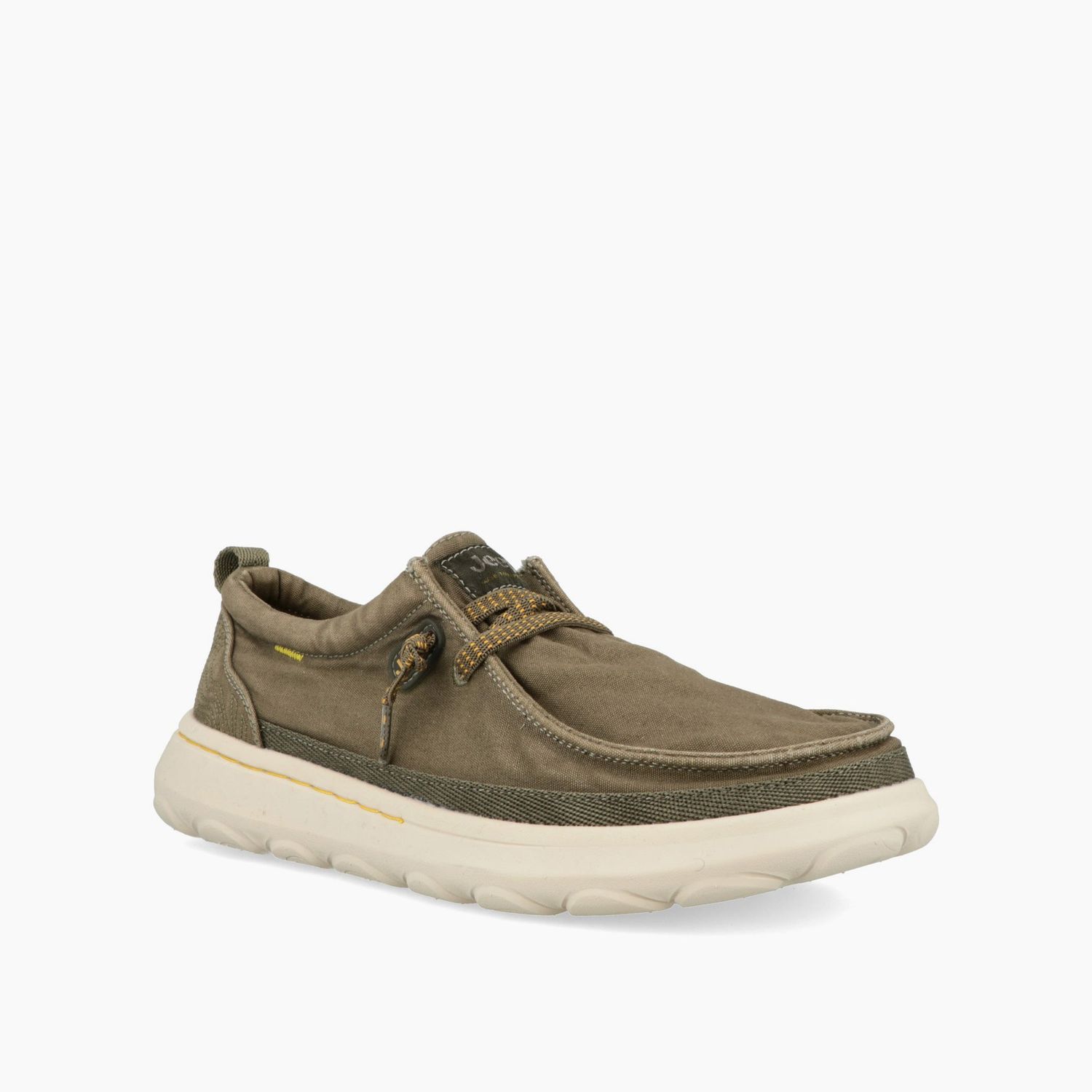 Scarpe in Tela Verde militare Oliva a Mocassino Chiaro Uomo ultra Leggero Kauai Wallabe  Cotone dude suola in EVA Lacci elastici  art. JM51041A