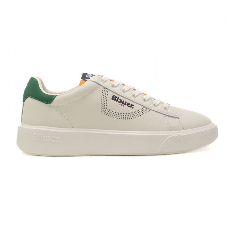 Blauer Sneakers bianche verde giallo Uomo Buck pelle fondo alto ampio  sneakers running scarpe Tallone green art. S5BUCK03/LES WHI/GRE