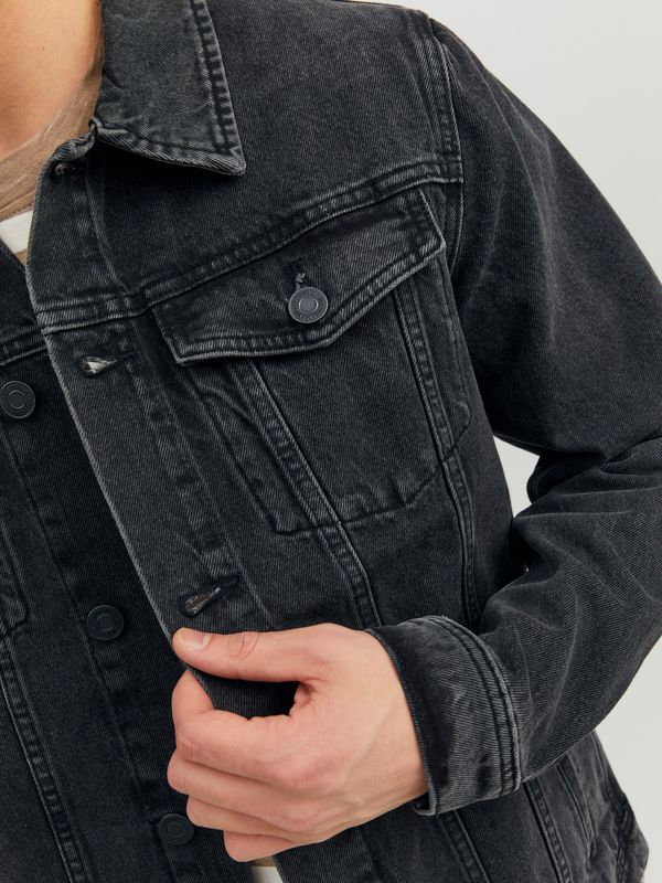 Giubbino Giacca in Jeans Nero slavato Denim black washed Uomo Truck Jack&Jones Classic Regular JJIJEAN JJJACKET AKM 823 art. 12223613