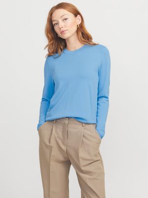Maglia celeste azzurra Donna girocollo maniche lunghe  viscosa  maglione leggero morbido sottogiacca azzurro / boy blue JJXX JXCARA COMFY CREW NECK art. 12255368
