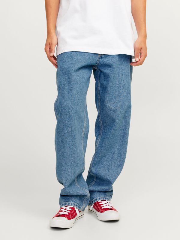 Jeans Baggy Gamba Larga Uomo Loose Fit Tasche worker a filo Pantaloni Denim Larghi Wide Vita Alta Denim washed Jack & Jones JJIEDDIE JJWORKER MF 309 art. 12252715 Jeans Baggy Gamba Larga Uomo Loose Fit Tasche worker a filo Pantaloni Denim Larghi Wide Vita Alta Denim washed Jack & Jones JJIEDDIE JJWORKER MF 309 art. 12252715
