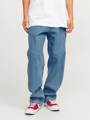 Jeans Baggy Gamba Larga Uomo Loose Fit Tasche worker a filo Pantaloni Denim Larghi Wide Vita Alta Denim washed Jack & Jones JJIEDDIE JJWORKER MF 309 art. 12252715 Jeans Baggy Gamba Larga Uomo Loose Fit Tasche worker a filo Pantaloni Denim Larghi Wide Vita Alta Denim washed Jack & Jones JJIEDDIE JJWORKER MF 309 art. 12252715