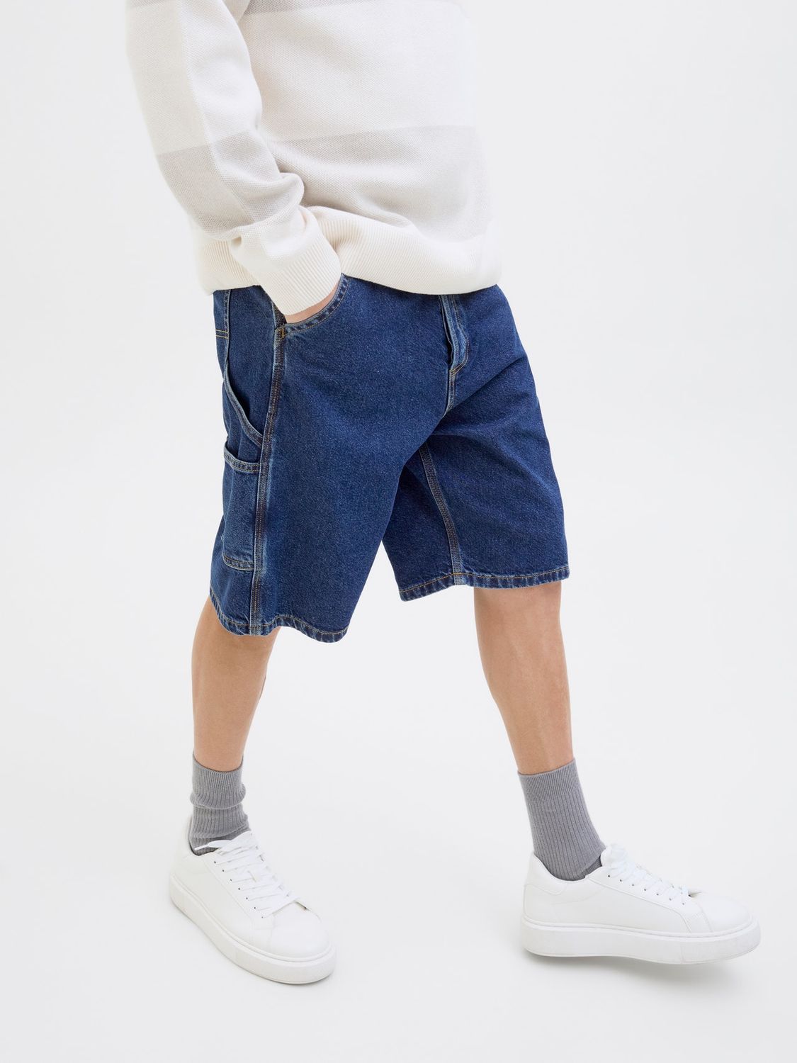 Bermuda Jeans blu Baggy Carpenter Loose Fit Pantaloncini Vita Alta Cotone Jack&Jones JJIALEX JJCARPENTER SHORTS art. 12273238 Bermuda Jeans blu Baggy Carpenter Loose Fit Pantaloncini Vita Alta Cotone Jack&Jones JJIALEX JJCARPENTER SHORTS art. 12273238