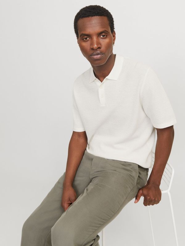 Polo in maglia Bianca Panna Leggera Uomo in Cotone maniche corte Relax fit basic Sottogiacca White Cloud Dancer Jack&Jones JJEGEORGE KNIT POLO art. 12268281 Polo in maglia Bianca Panna Leggera Uomo in Cotone maniche corte Relax fit basic Sottogiacca White Cloud Dancer Jack&Jones JJEGEORGE KNIT POLO art. 12268281