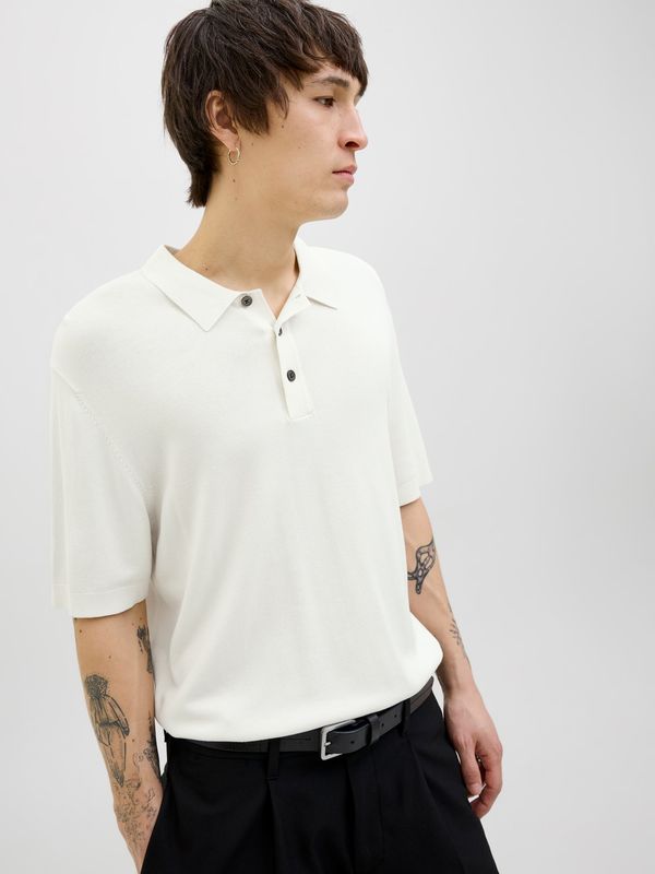 Polo bianco Panna Maniche corte Uomo in filo viscosa 100% Essential Polo bianca Latte Basic Collo 3/4 cloud dancer Jack & Jones JPRCCWILLIAM KNIT POLO art. 12275454 Polo bianco Panna Maniche corte Uomo in filo viscosa 100% Essential Polo bianca Latte Basic Collo 3/4 cloud dancer Jack & Jones JPRCCWILLIAM KNIT POLO art. 12275454