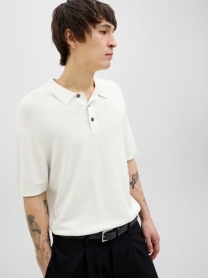 Polo bianco Panna Maniche corte Uomo in filo viscosa 100% Essential Polo bianca Latte Basic Collo 3/4 cloud dancer Jack & Jones JPRCCWILLIAM KNIT POLO art. 12275454 Polo bianco Panna Maniche corte Uomo in filo viscosa 100% Essential Polo bianca Latte Basic Collo 3/4 cloud dancer Jack & Jones JPRCCWILLIAM KNIT POLO art. 12275454