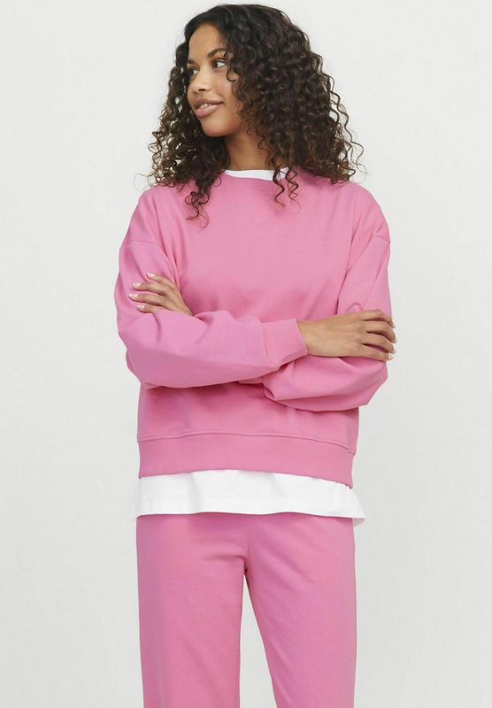 Felpa Rosa bubble Pink Basic Donna Fucsia  in Cotone Spazzolato Volume Fit  girocollo maglia garzata  JJXX JXALFA art. 12248648