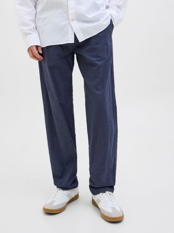 Pantaloni in Lino Uomo Blu Navy Jogger in 100% linen Relax Fit Gamba Larga Vita elastica regolabile jack & Jones JPSTKANE JJSUMMER JOGGER blue Navy melange art. 12248606 Pantaloni in Lino Uomo Blu Navy Jogger in 100% linen Relax Fit Gamba Larga Vita elastica regolabile jack & Jones JPSTKANE JJSUMMER JOGGER blue Navy melange art. 12248606