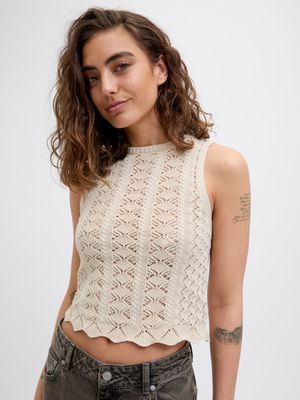Top Bianco Latte Beige Donna smanicato traforato maglia crochet lavorato 100% cotone leggero morbido sabbia vaniglia JJXX JXZURI TOP KNIT art. 12255157 Top Bianco Latte Beige Donna smanicato traforato maglia crochet lavorato 100% cotone leggero morbido sabbia vaniglia JJXX JXZURI TOP KNIT art. 12255157