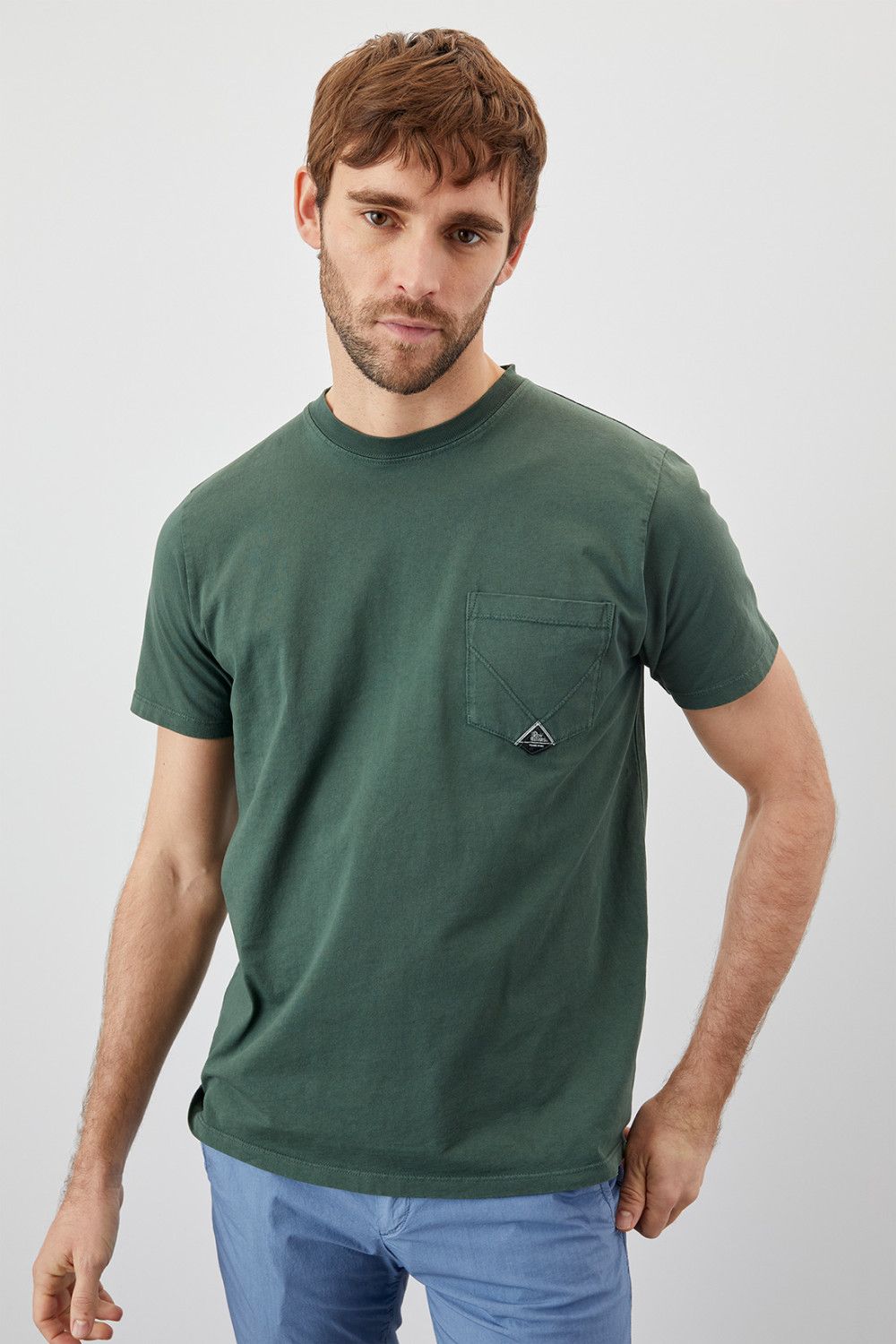 T-shirt Verde Uomo Roy Roger's  taschino pocket tee Verdone 100% cotone regular Fit art. RRU90048CA160111 C0127