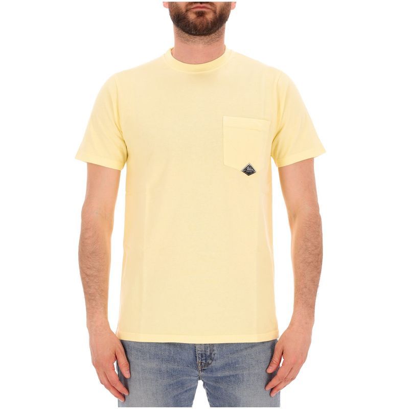 T-shirt Gialla Uomo Roy Roger's  taschino pocket tee Giallo Lemon  100% cotone regular Fit art. RRU90048CA160111 C0359