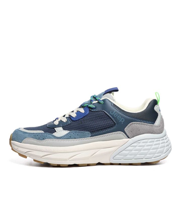 Sneakers Uomo Jeep Blu azzurro Grigio in Mesh Uomo ultra Leggero fondo EVA Jeep Groove derby plantare in memory art. JM51091A 016 Sneakers Uomo Jeep Blu azzurro Grigio in Mesh Uomo ultra Leggero fondo EVA Jeep Groove derby plantare in memory art. JM51091A 016