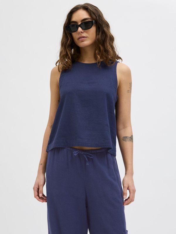 Top Blu in Lino smanicato Donna misto viascosa maglia blu peacot navy  JJXX JXBREEZE SUMMER SL SUMMER TOP art. 12271460