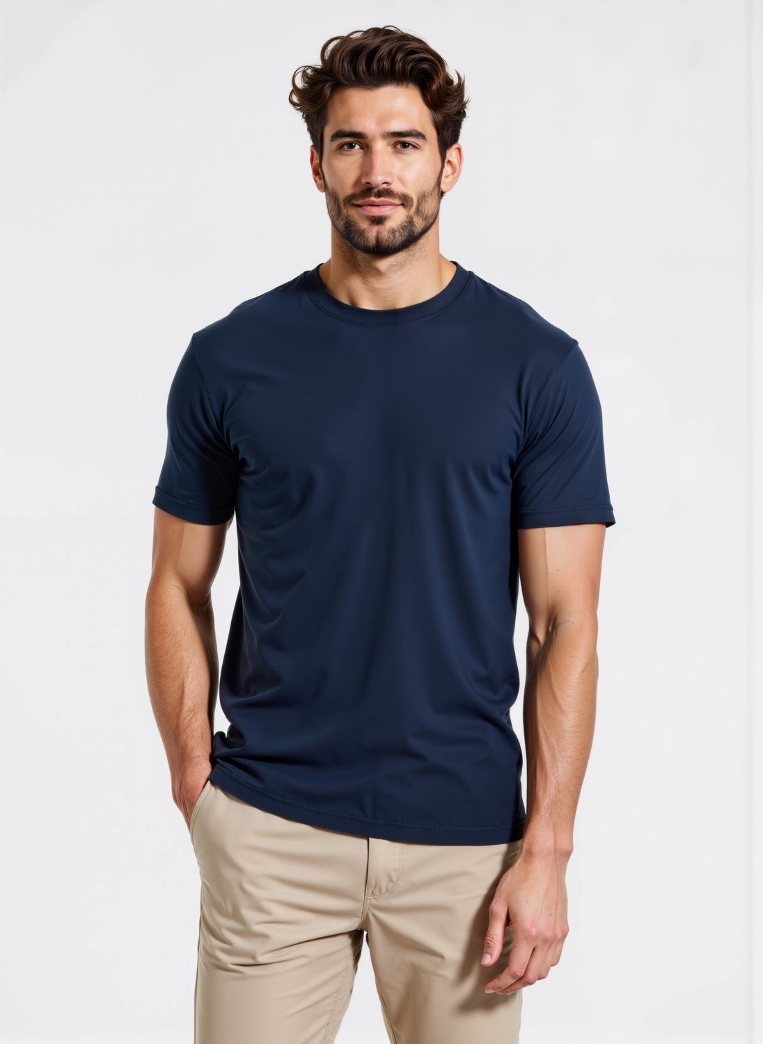 T-shirt sottogiacca BLu scuro Uomo maglietta Girocollo in cotone mercerizzato essential sotto giacca basic navy regular Fit art. MT100