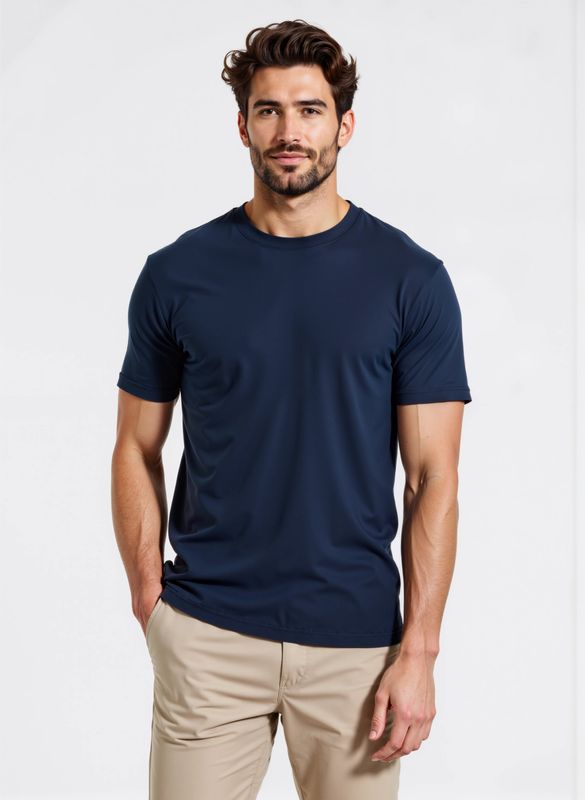T-shirt sottogiacca BLu scuro Uomo maglietta Girocollo in cotone mercerizzato essential sotto giacca basic navy regular Fit art. MT100 T-shirt sottogiacca BLu scuro Uomo maglietta Girocollo in cotone mercerizzato essential sotto giacca basic navy regular Fit art. MT100