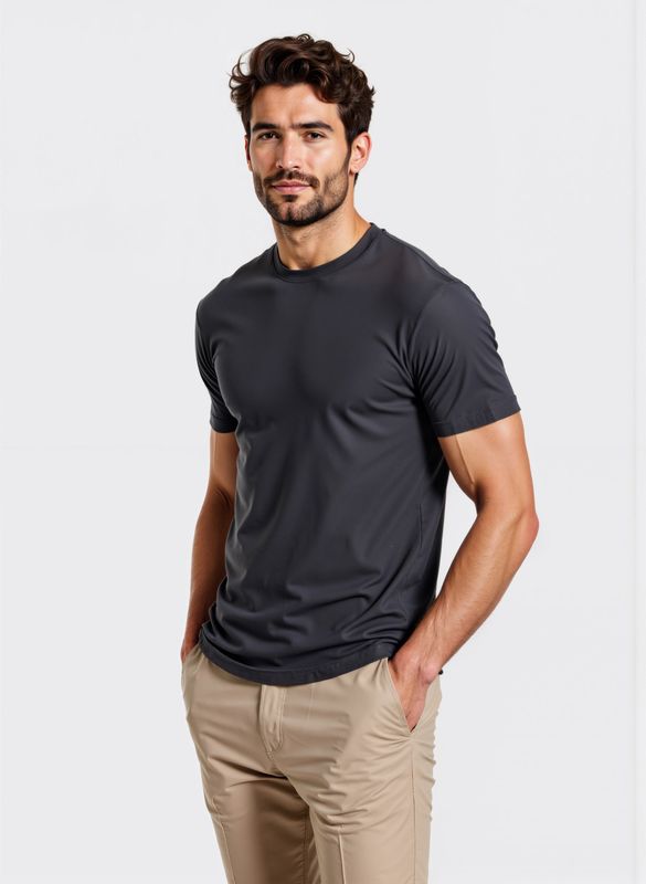 T-shirt sottogiacca Grigio scuro scuro Uomo maglietta Girocollo in cotone mercerizzato essential sotto giacca basic grey dark regular Fit art. MT100 T-shirt sottogiacca Grigio scuro scuro Uomo maglietta Girocollo in cotone mercerizzato essential sotto giacca basic grey dark regular Fit art. MT100