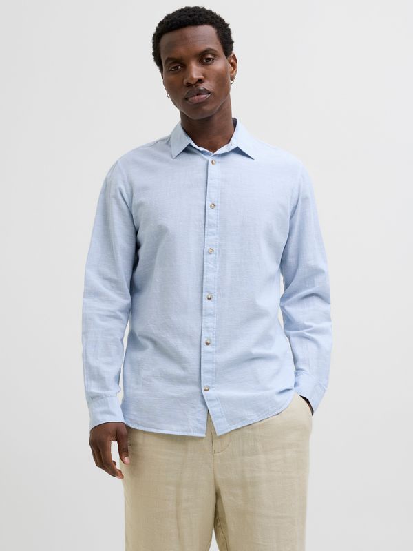 Camicia Celeste in lino Uomo classica Cotone azzurra relax fit Maniche Lunghe azzurro comfort fit Jack & Jones JJESUMMER SHIRT chambray blue art. 12269315 Camicia Celeste in lino Uomo classica Cotone azzurra relax fit Maniche Lunghe azzurro comfort fit Jack & Jones JJESUMMER SHIRT chambray blue art. 12269315