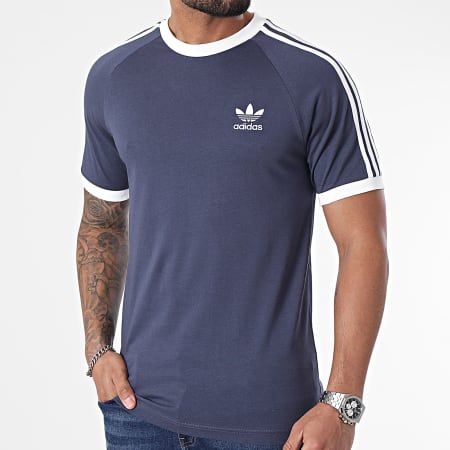 T-Shirt Adidas Blu marino Girocollo Strisce Adicolor Classics 3 Stripes navy Blue Marineart. HE9545