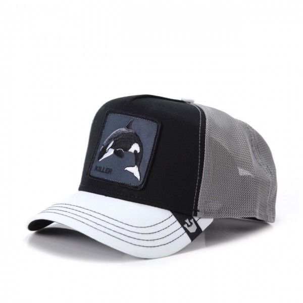 Cappello Orca Whale Killer Goorin Bros Trucker Cappellino con retina Nero bianco grigio Black art. 101 1343 BKW Cappello Orca Whale Killer Goorin Bros Trucker Cappellino con retina Nero bianco grigio Black art. 101 1343 BKW