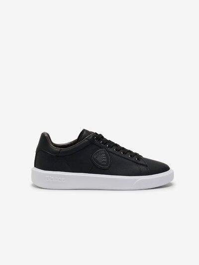 Blauer Sneakers Nere Nero Uomo Buck pelle fondo ampio bianco sneakers running scarpe   art. F4BUCK01/LEA BLK/WHI