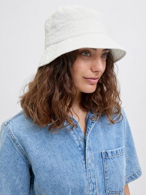 Cappello alla Pescatora Bianco in pizzo Sangallo Unisex bucket JJXX JXLU  art. 12278365
