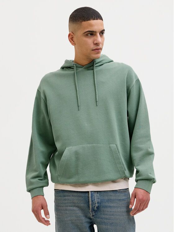Felpa Con Cappuccio Verde Uomo Oversize 100% Cotone spazzolato garzato Essential Sweat hoodie Green Iceberg Washed Jack & Jones  JJECHARGE HOODIE FADED  art. 12268272 Felpa Con Cappuccio Verde Uomo Oversize 100% Cotone spazzolato garzato Essential Sweat hoodie Green Iceberg Washed Jack & Jones  JJECHARGE HOODIE FADED  art. 12268272