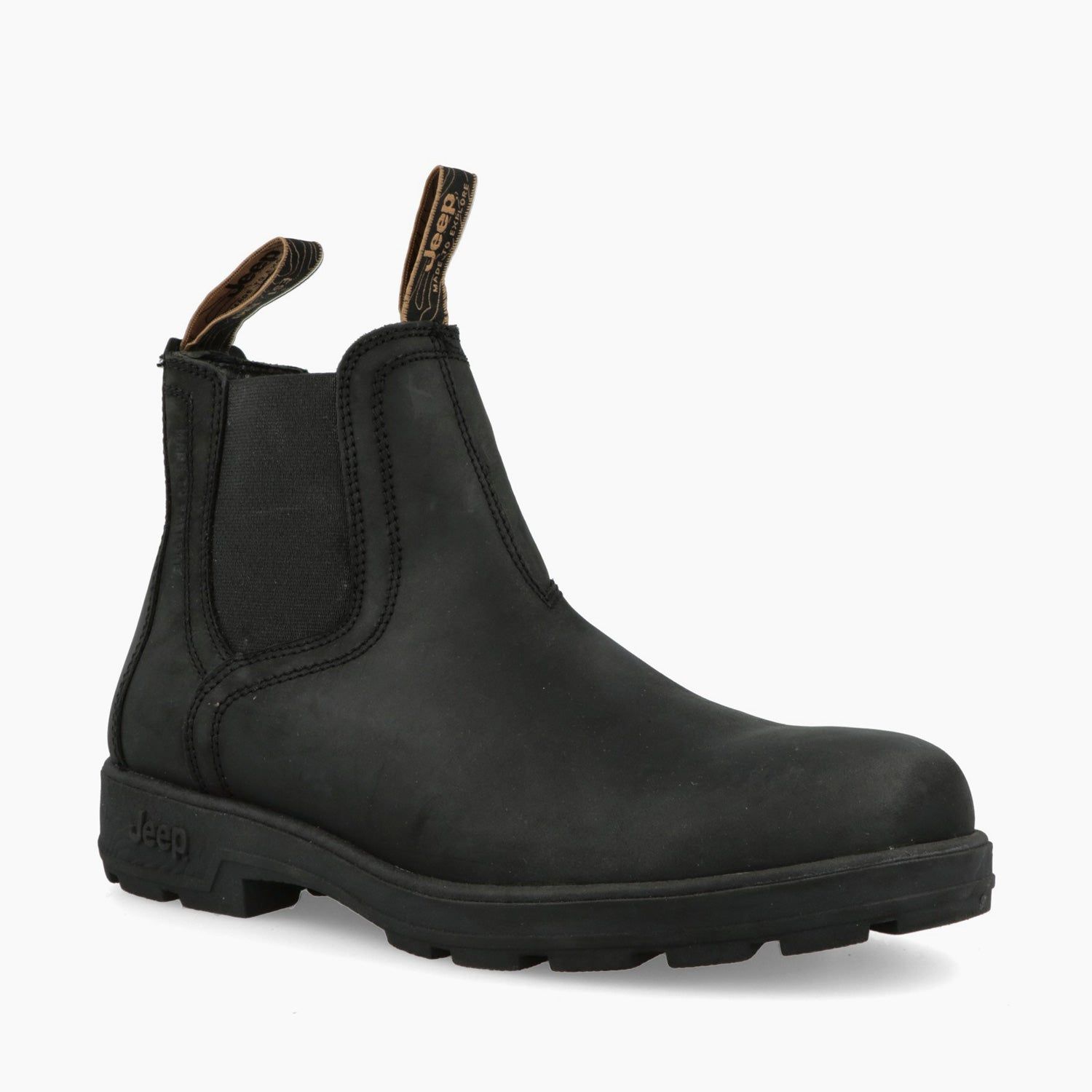 Stivaletto Uomo Pelle Nero Ingrassato Quad Blund Jeep footwear Tomaia ingrassata Stone antiacqua Con elastici fondo gomma corazzato suola memory  art. JM52010A 296