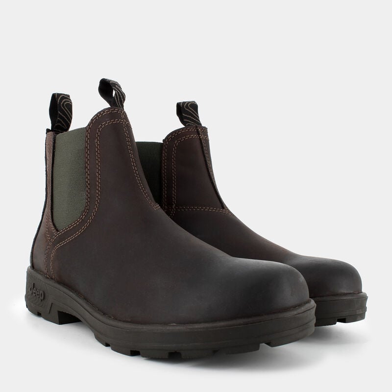 Stivaletto Uomo Pelle Marrone Ingrassato Quad Blund Jeep footwear Tomaia ingrassata Stone antiacqua Con elastici verde militare fondo gomma corazzato suola memory  art. JM52010A 780