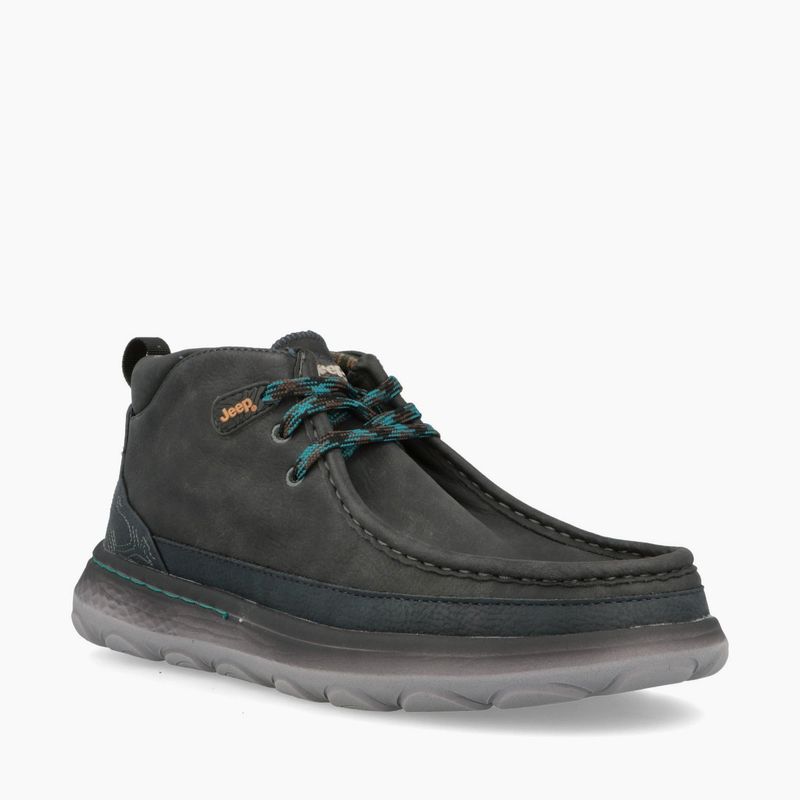 Stivaletto Uomo Pelle Grigio antracite Ingrassato Kauai Wallabee Mid Jeep footwear Tomaia ingrassata Stone antiacqua Con elastici fondo gomma corazzato suola memory  art. JM52042A 096