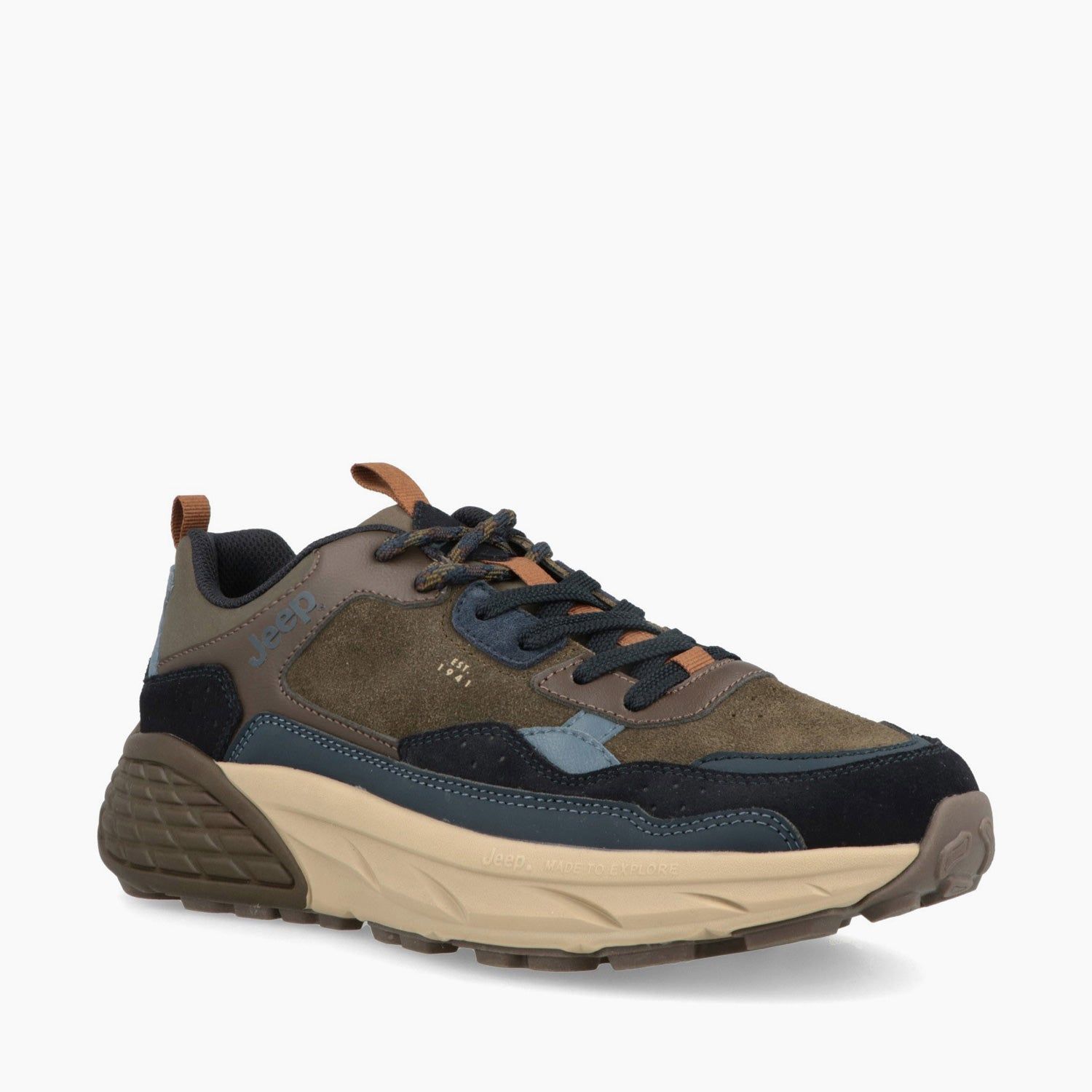 Sneakers Uomo Jeep Blu Militare Grigio Brown catfish in camoscio Uomo ultra Leggero fondo EVA Jeep Groove derby plantare in memory art. JM52070A 280