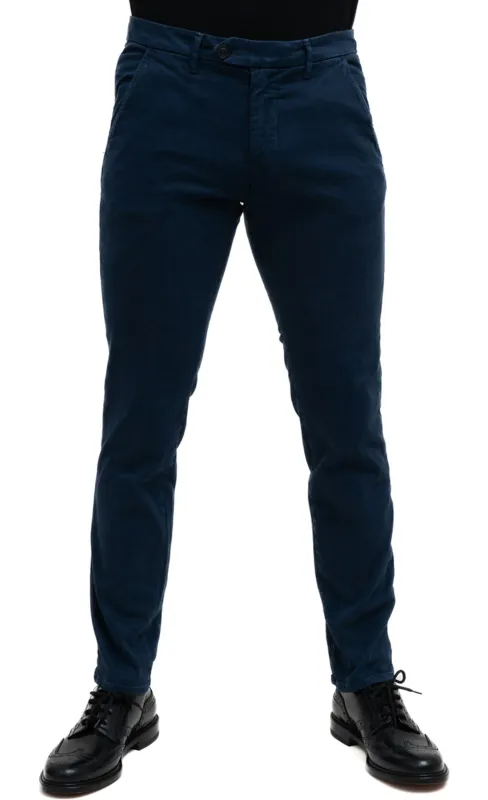 Pantaloni chino Uomo Blu Petrol Scuro Tasche america Gabardina cotone invernale Pantalone  Roy Roger's New Rolf Winter Navy Washed Slim Fit art. RRU013C8700112 638