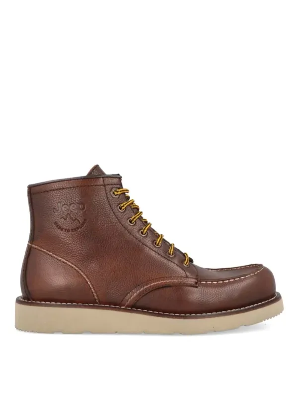 Stivaletto Uomo Pelle Marrone Ingrassato Cognac Minnesota Tumb Jeep footwear Tomaia ingrassata Stone antiacqua allacciato fondo gomma corazzato suola memory  art. JM32032A
