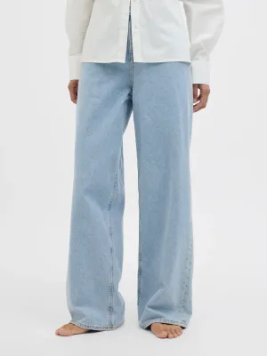 Jeans Largo Chiaro Donna Denim Blue fondo ampio Palazzo  Vita Alta Tokyo Wide fit 5 tasche lavaggio blu chiaro JJXX JXTOKYO WIDE HW JEANS R6172 art. 12269077