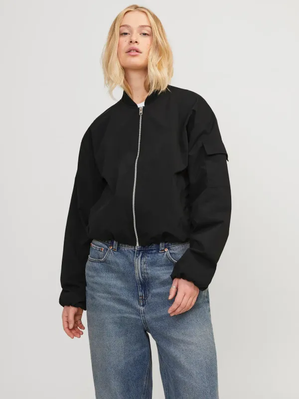 Giubbino Bomber Nero black Donna Giacca Sfoderata Collo baseball  in Tessuto Tecnico JJXX JXLEILA GIUBBOTTO BOMBER art. 12253330