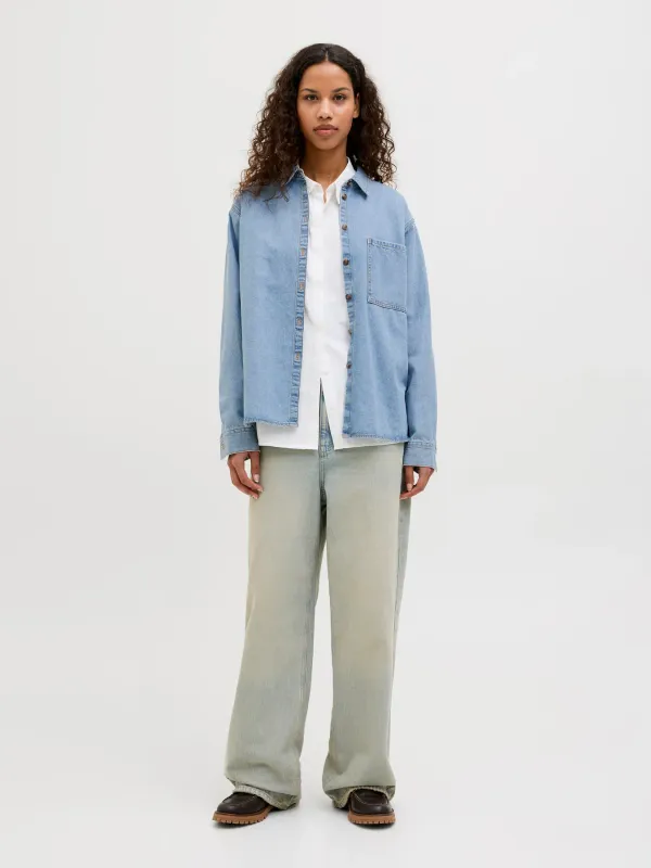 Camicia in Jeans Donna Relax Fit Giacca in denim slavato Cotone camicia  JJXX JXJADE COMF LS SHIRT art. 12269085