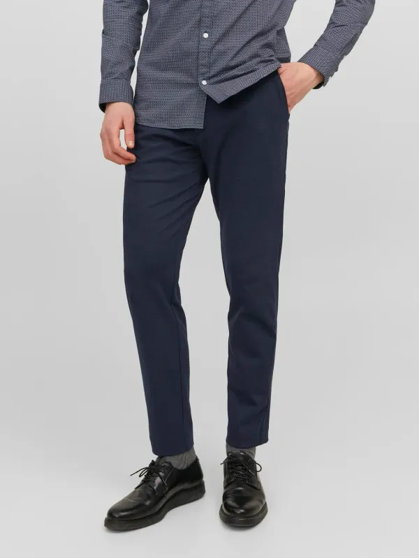 Pantalone Blu Uomo Chino Slim Fit Punto milano jersey Pantaloni comodi comfort fit  tasche a filo navy Jack & Jones JPSTMARCO JJCOOPER art. 12237523