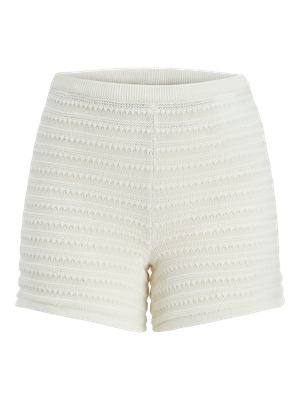 Pantaloncino in maglia bianco latte Donna Bermuda elasticizzato chiaro short corto crochet lavorato cotone  Vita alta JJXX JXRORY SHORTS KNIT   art. 12275702
