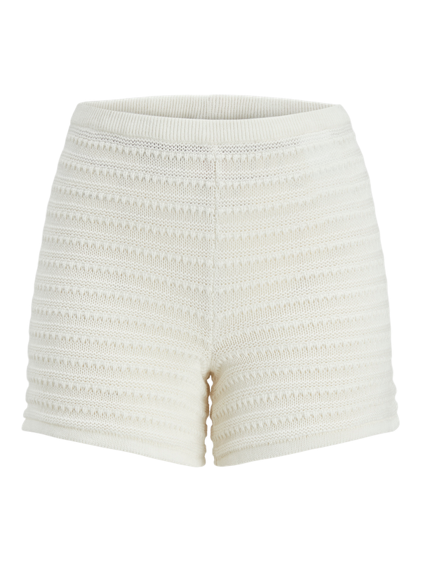 Pantaloncino in maglia bianco latte Donna Bermuda elasticizzato chiaro short corto crochet lavorato cotone  Vita alta JJXX JXRORY SHORTS KNIT   art. 12275702