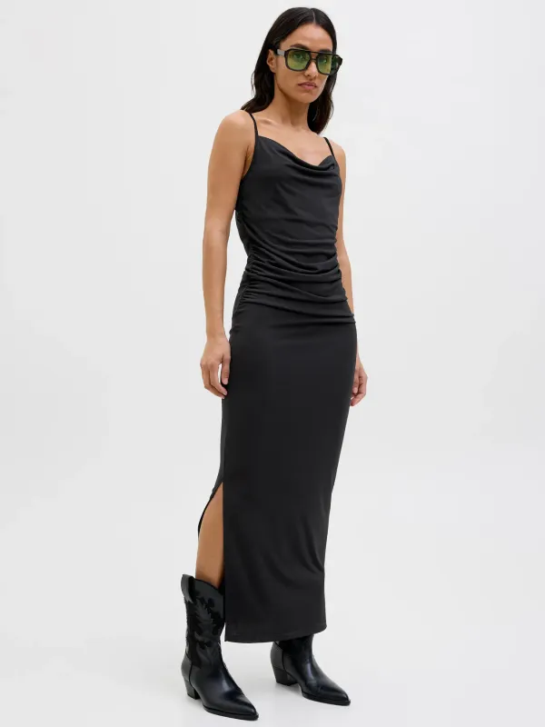 Abito Nero Lungo  vestito aderente Cerimonia jersey elasticizzato JJXX JXMAJA STRAP MAXI DRESS art. 12276308