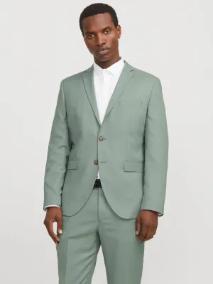 Giacca Verde chiaro elegante uomo Slim fit Abito Monopetto  Chino Viscosa Jack&Jones JPRSOLARIS BLAZER iceberg green  art. 12141107