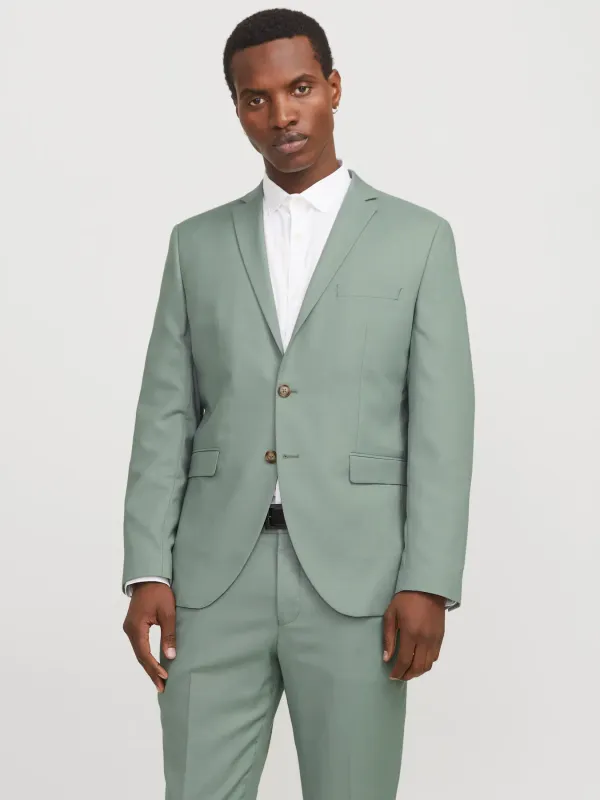 Giacca Verde chiaro elegante uomo Slim fit Abito Monopetto  Chino Viscosa Jack&Jones JPRSOLARIS BLAZER iceberg green  art. 12141107