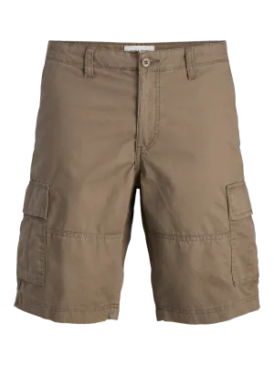 Bermuda Cargo Marrone Scuro uomo relax Fit Pantaloncini Brown con tasconi Vita media 100% Cotone Jack&Jones JPSTCOLE MATEO CARGO Morel art. 12274389