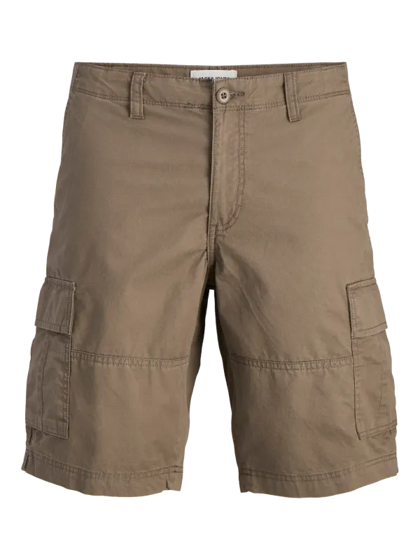 Bermuda Cargo Marrone Scuro uomo relax Fit Pantaloncini Brown con tasconi Vita media 100% Cotone Jack&Jones JPSTCOLE MATEO CARGO Morel art. 12274389