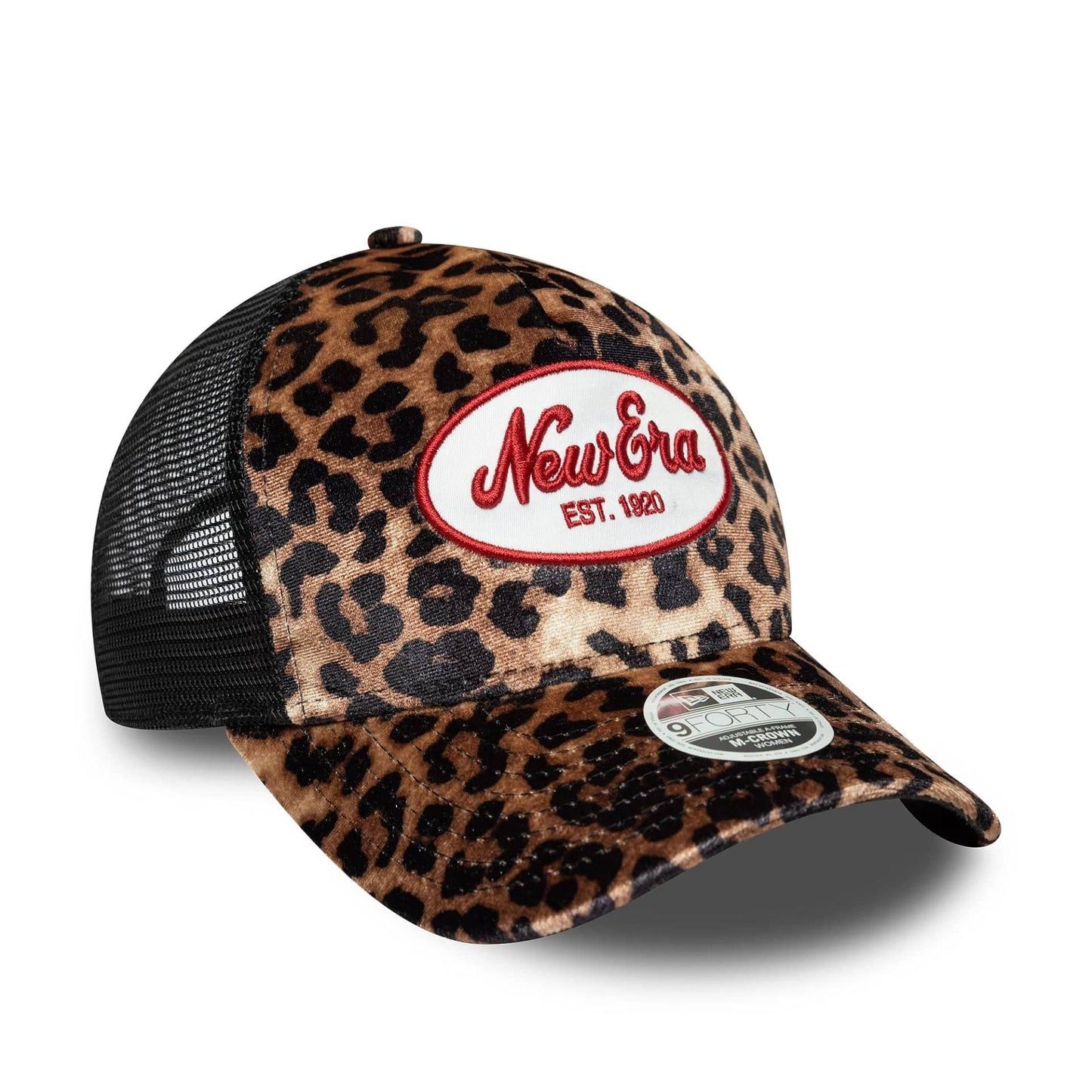 New Era Cappellino leopardato animalier 9FORTY M-Crown A-Frame Trucker Retina Leopard Beige Chiaro art. 60771767