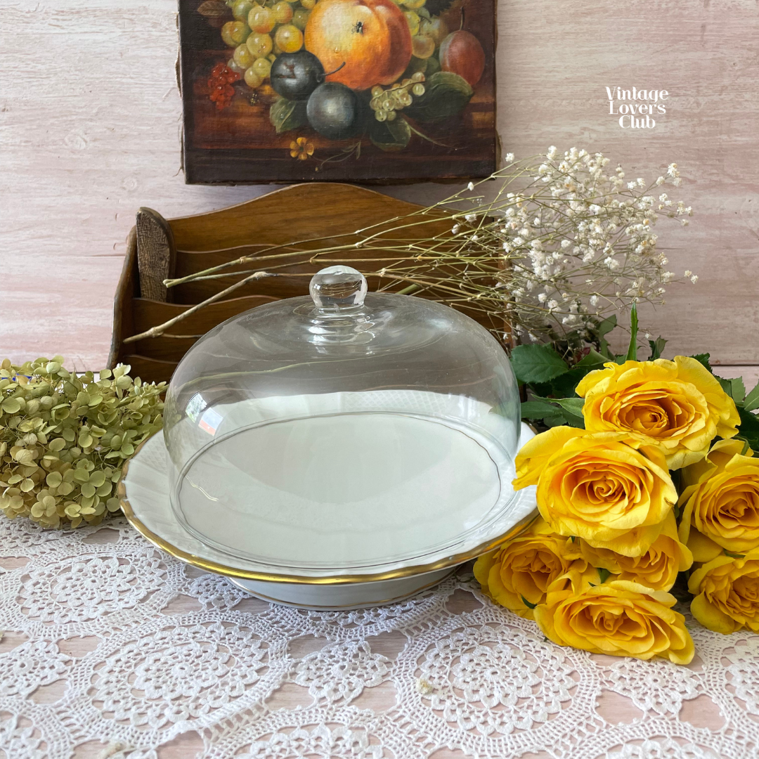 Porcelain Shallow Bowl with a Gold Trim