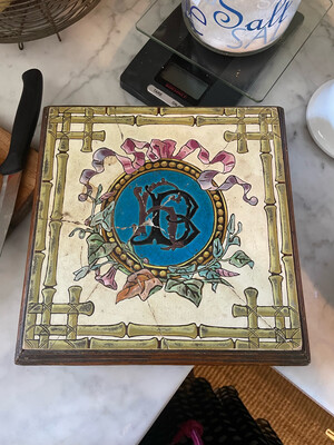 Ceramic Trivet with Wooden Base