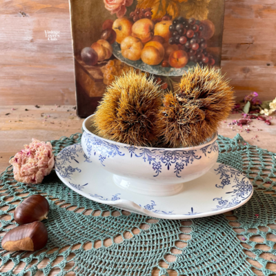 Luneville Gravy Boat with Delicate Blue Blossoms