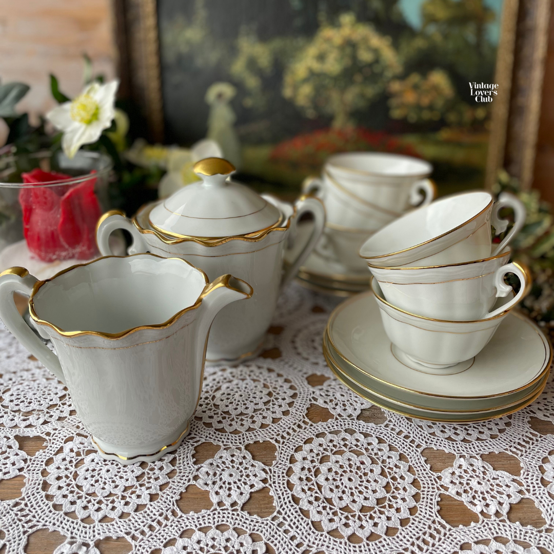 Limoges Porcelain Coffee Set 6 Cups
