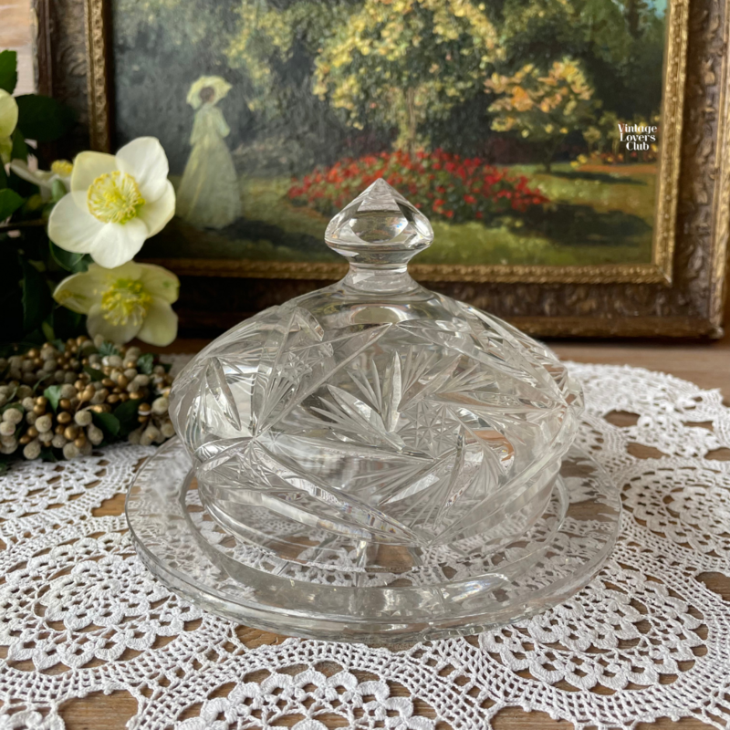 Crystal butter dish