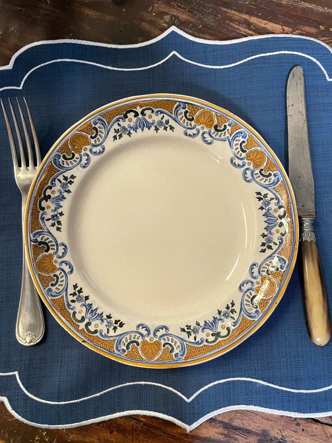 Dutch Dinner Plate with Vieux Rouen Decoration